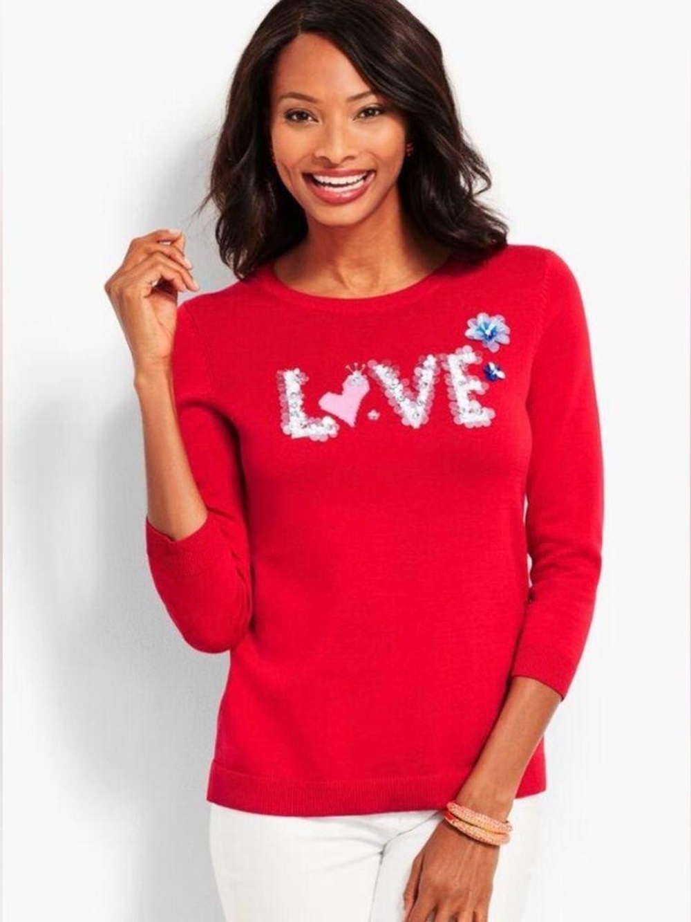 Talbots | Red Crewneck Love Sweater